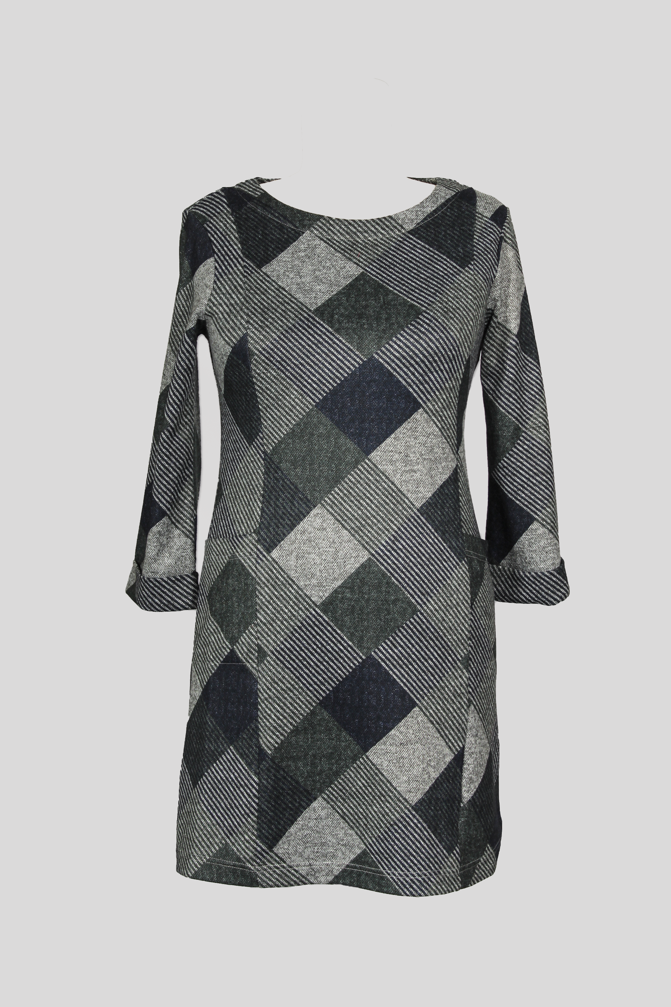 ROBE EN MAILLE À IMPRIMÉ CARREAU