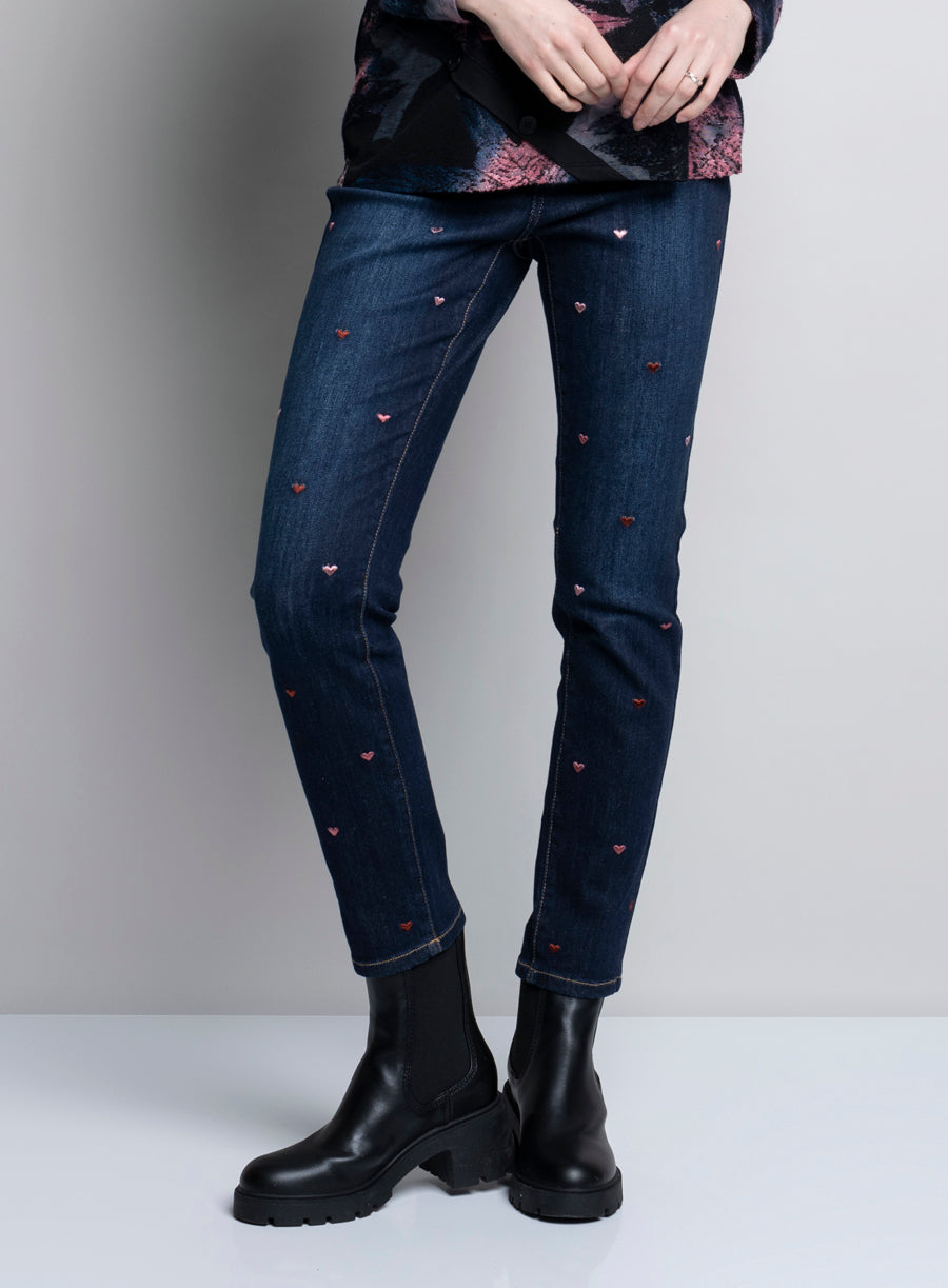 JEANS BRODÉ EN COEUR