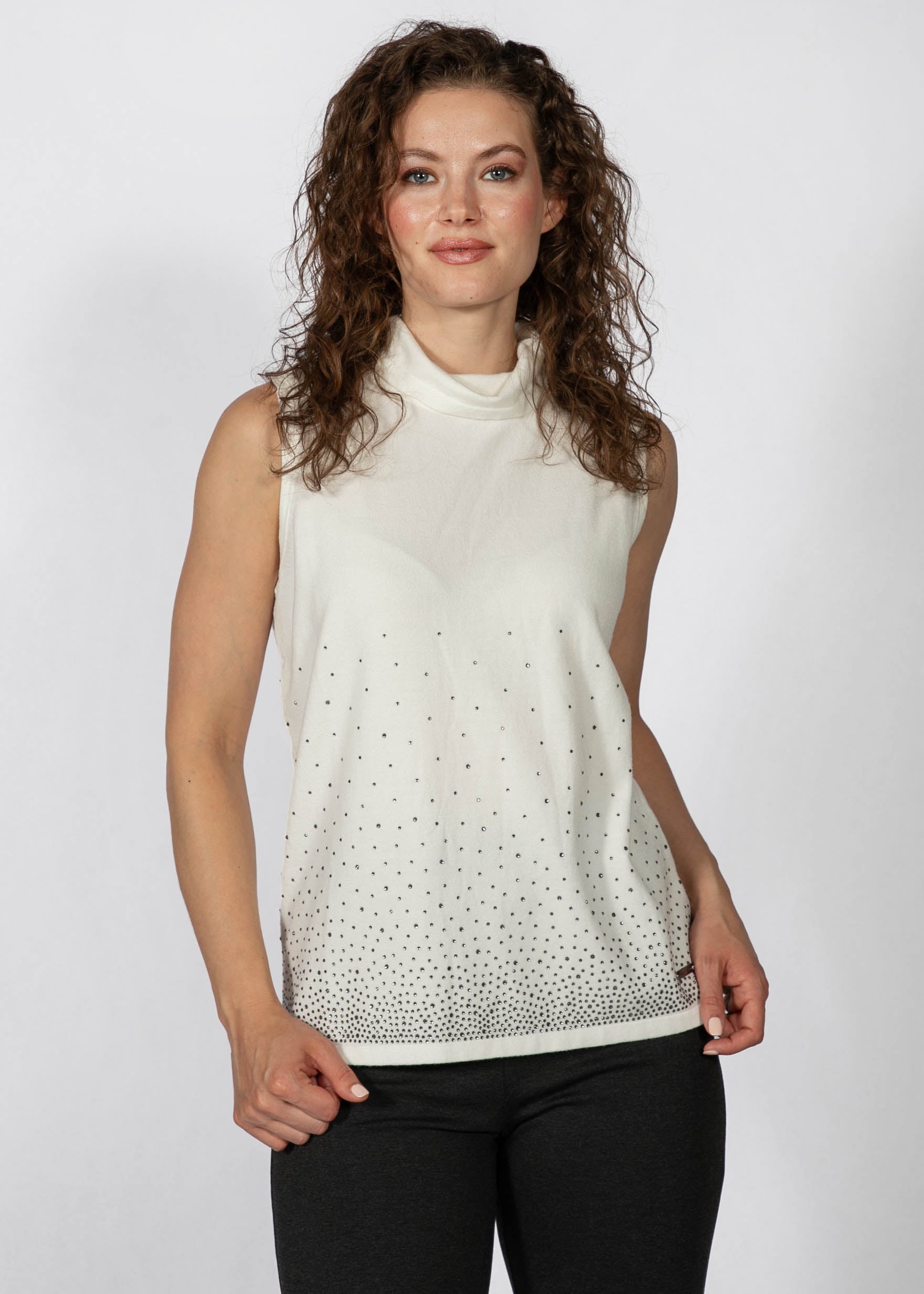 PICADILLY EMBELLISHED SLEEVELESS KNIT SWEATER