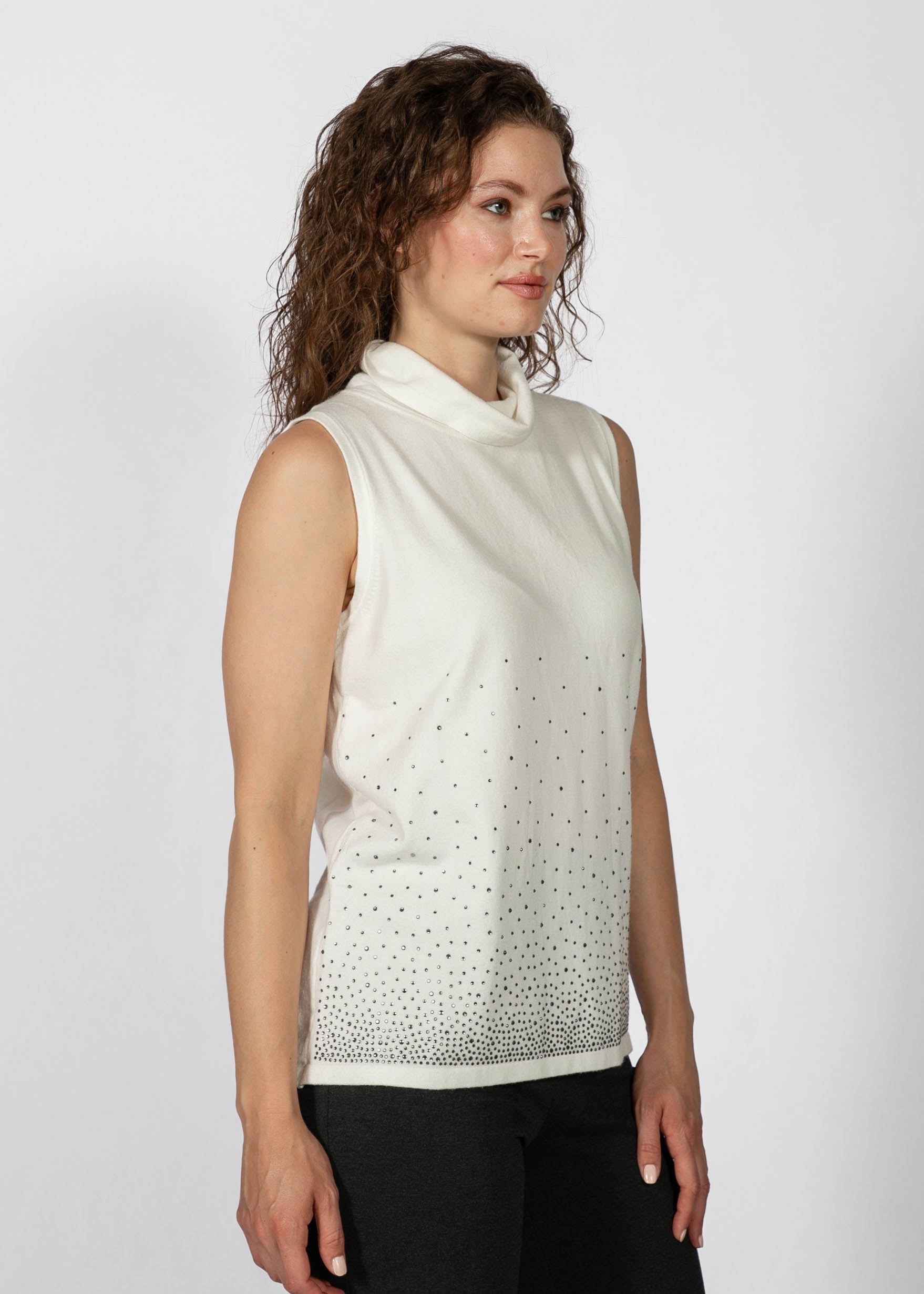 PICADILLY EMBELLISHED SLEEVELESS KNIT SWEATER