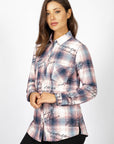 Chemise boutonnée à carreaux de la nouvelle collection Linea Domani, 95% polyester, 5% spandex, en promotion chez Boutiques Marise