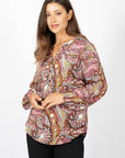 Blouse à imprimé paisley de Linea Domani, 100% viscose, idéale pour toutes les occasions, disponible chez Boutiques Marise