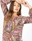 Blouse à imprimé paisley de Linea Domani, 100% viscose, idéale pour toutes les occasions, disponible chez Boutiques Marise