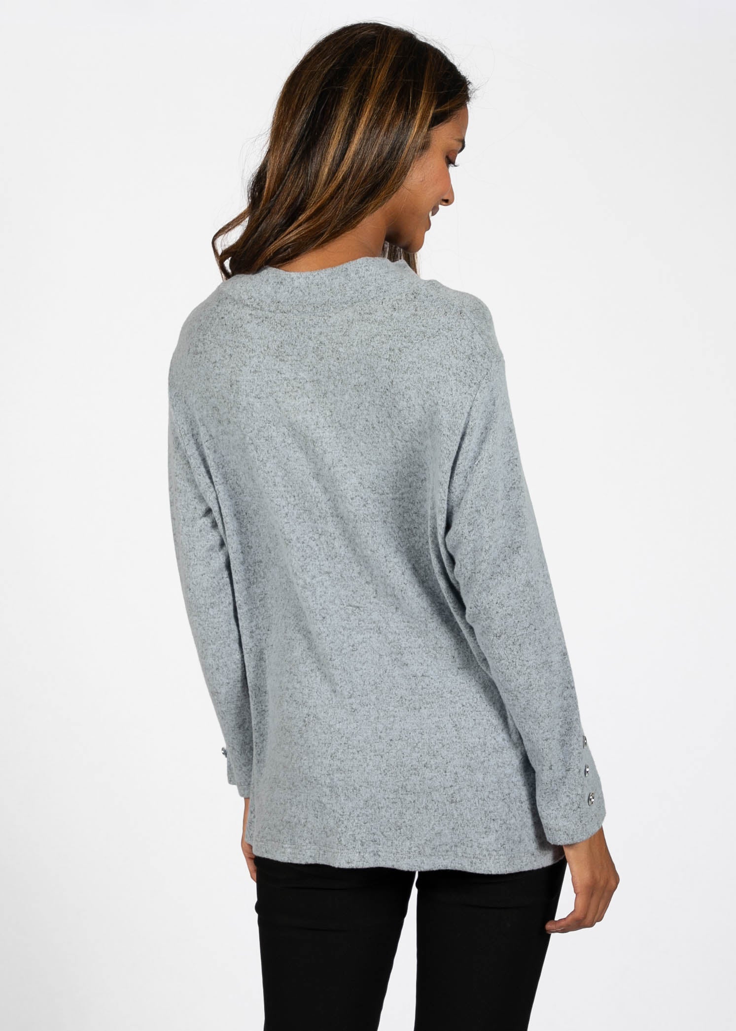 V-NECK KNIT HAUT AVEC BOUTONS