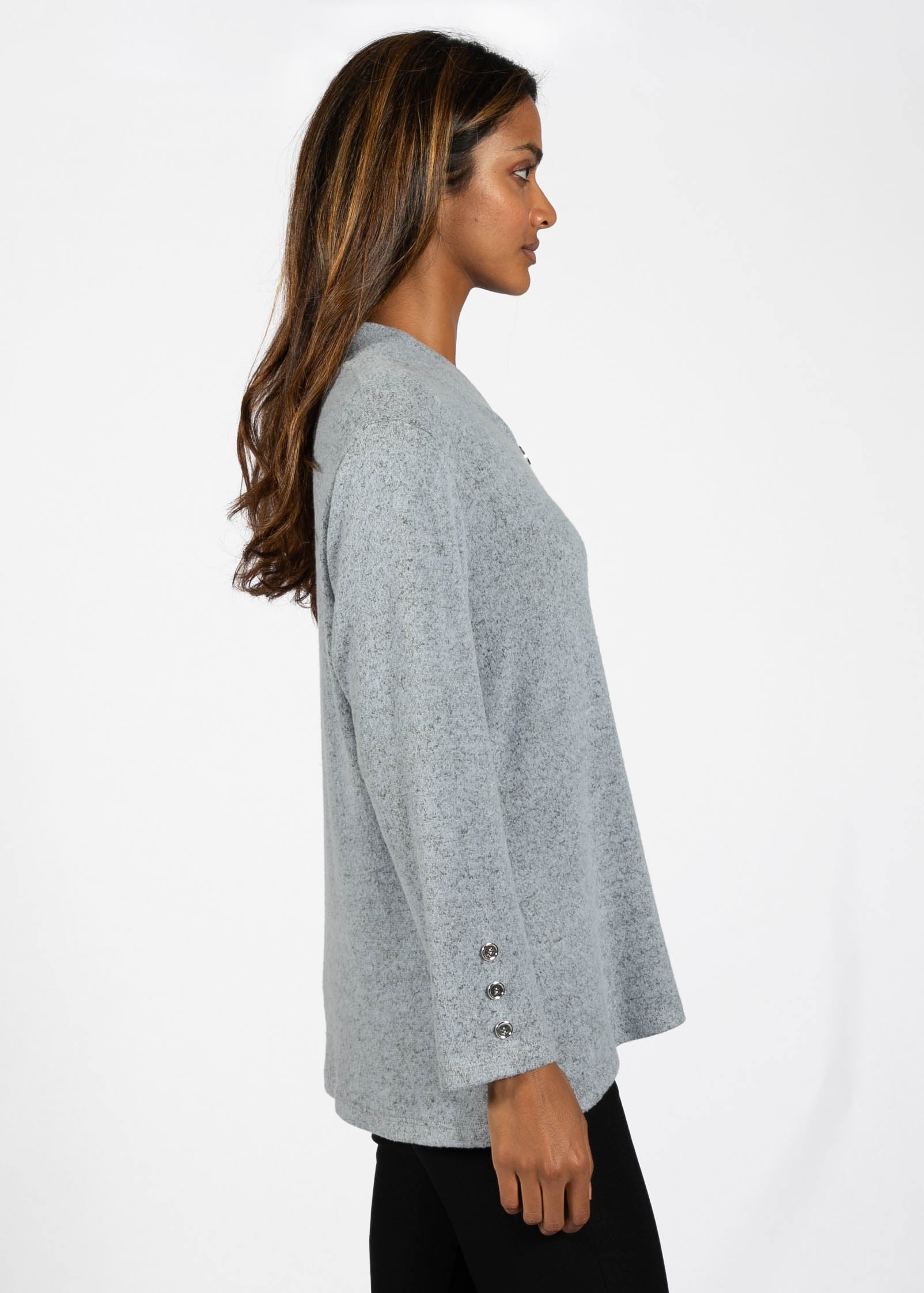 V-NECK KNIT HAUT AVEC BOUTONS