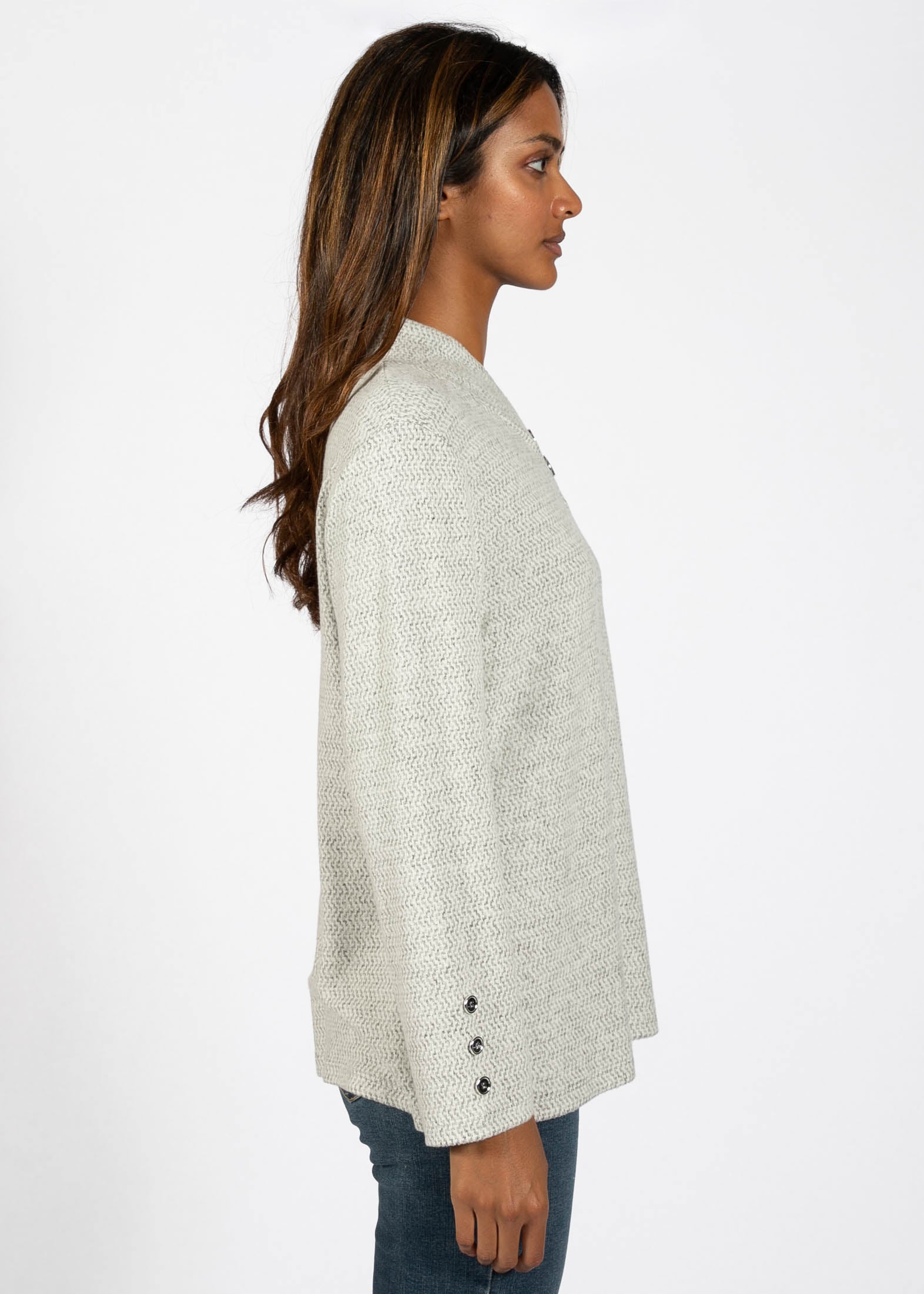 V-NECK KNIT HAUT AVEC BOUTONS