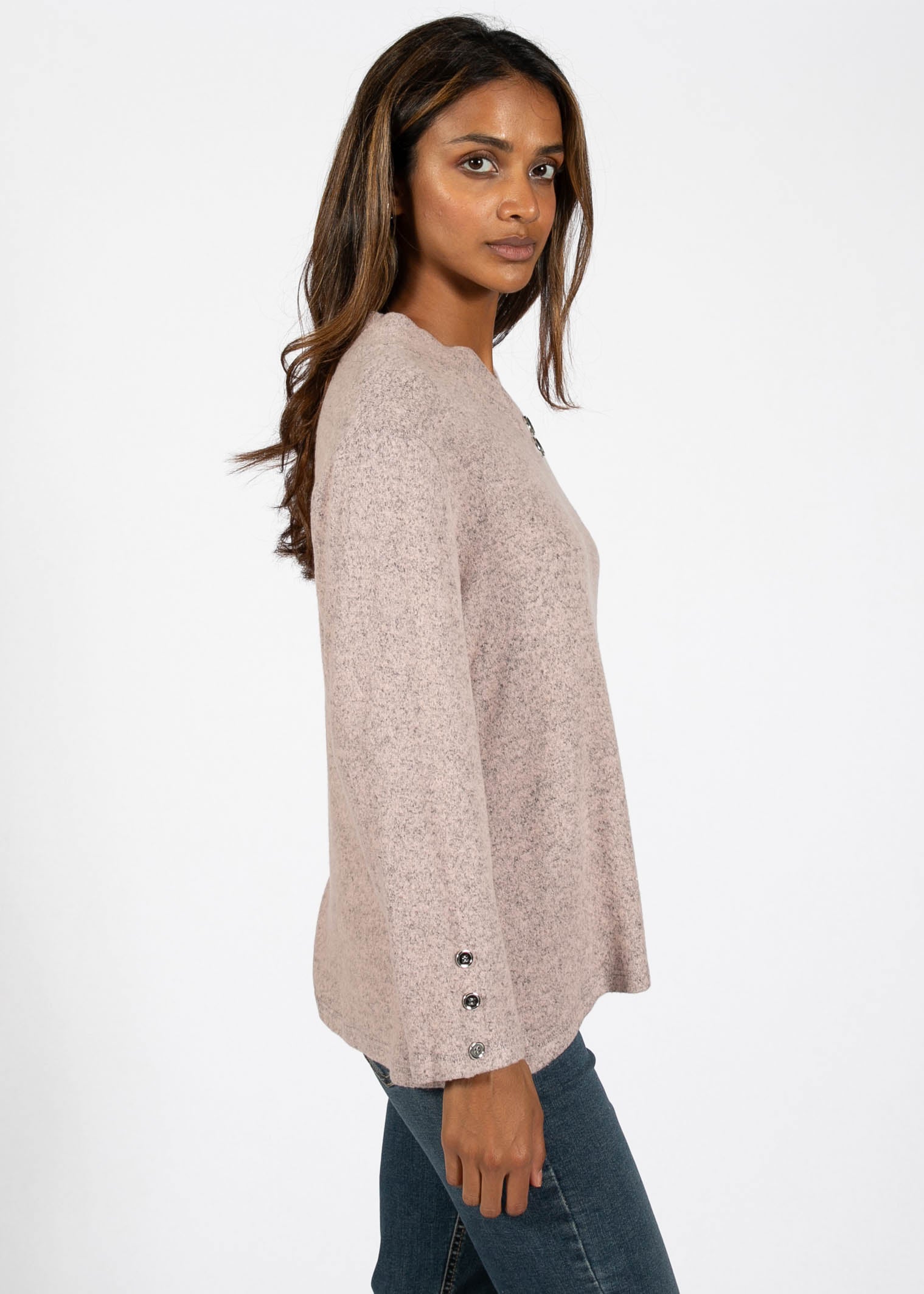 V-NECK KNIT HAUT AVEC BOUTONS